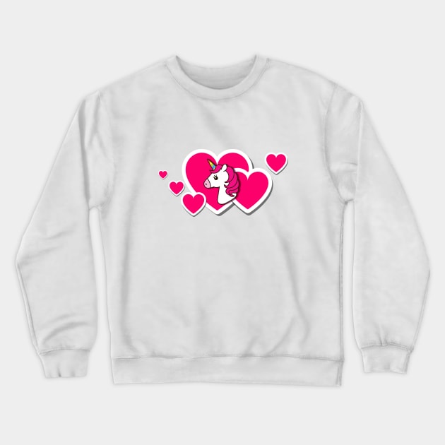 Unicorn Icon with Hearts "I LOVE YOU" Crewneck Sweatshirt by Zadshieli